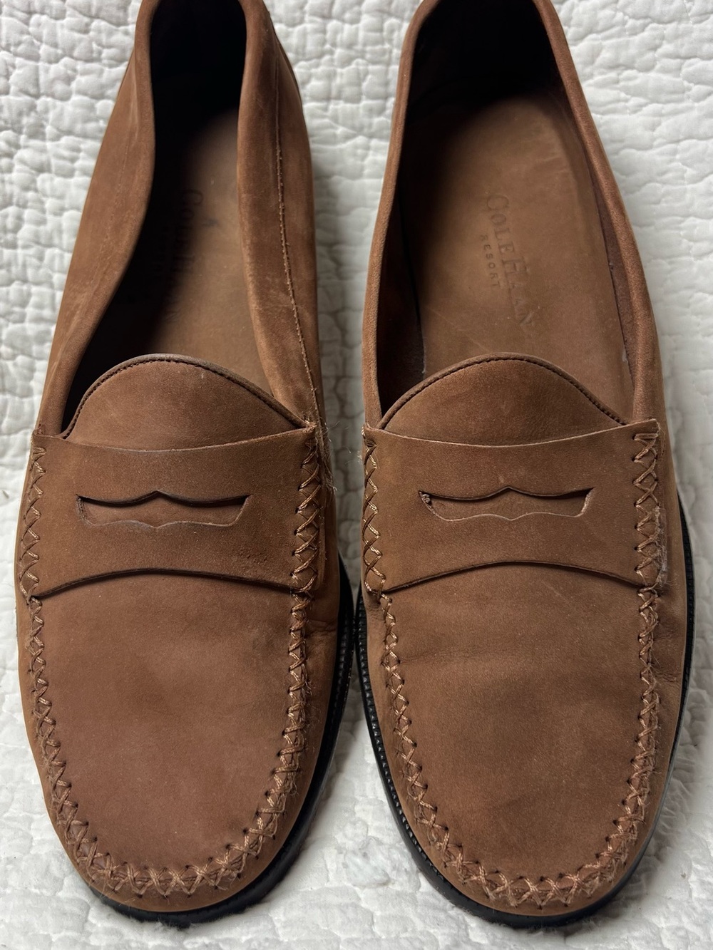 Cole Haan Men’s Chestnut Brown Suede Penny Loafers